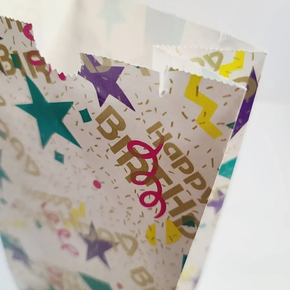 Vintage 90s Geometric Star Confetti Happy Birthday Paper Gift Bag